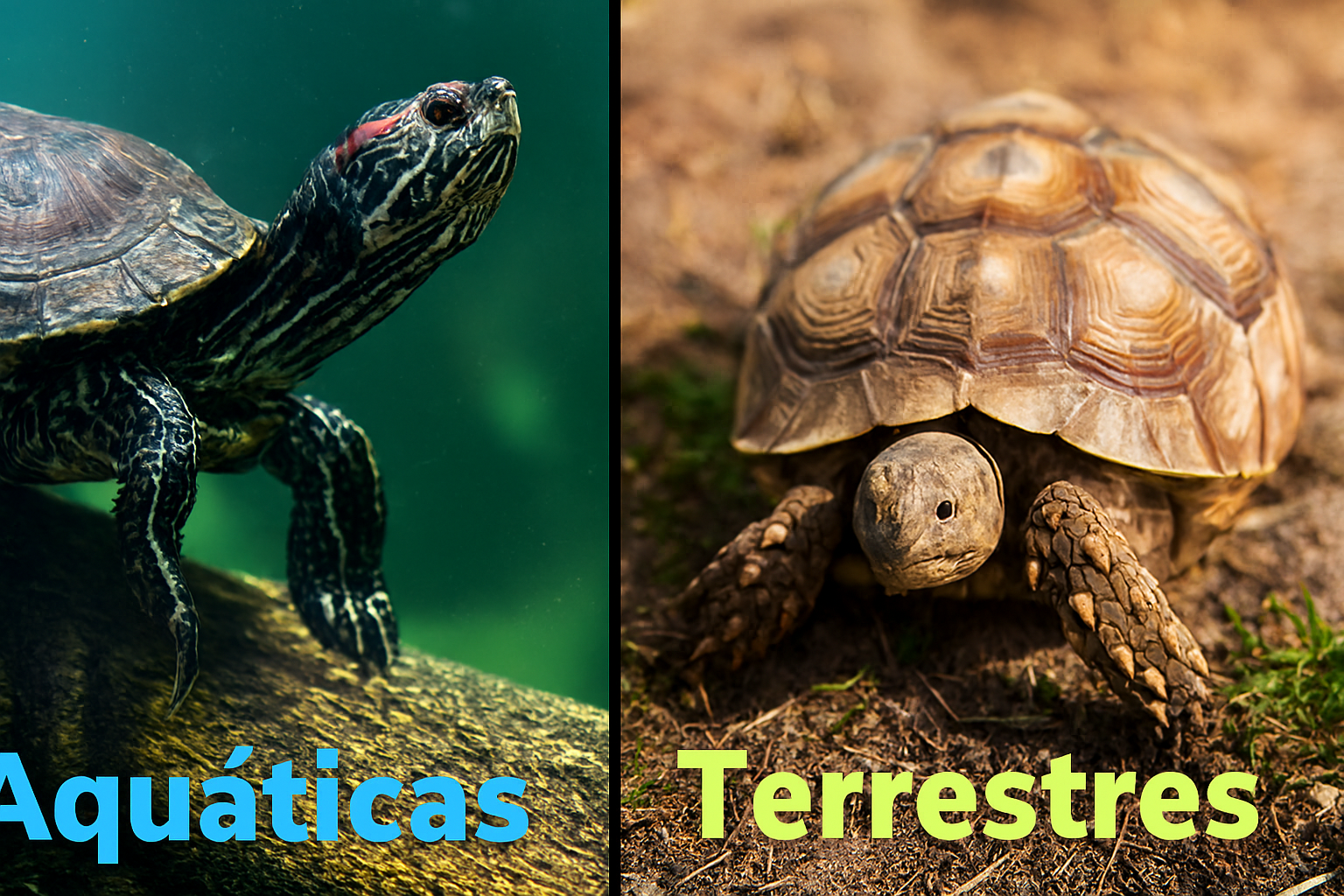 Tortugas acuáticas vs terrestres: diferencias y cuidados